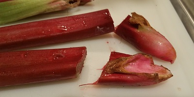 Rhubarb - cut the tough ends off